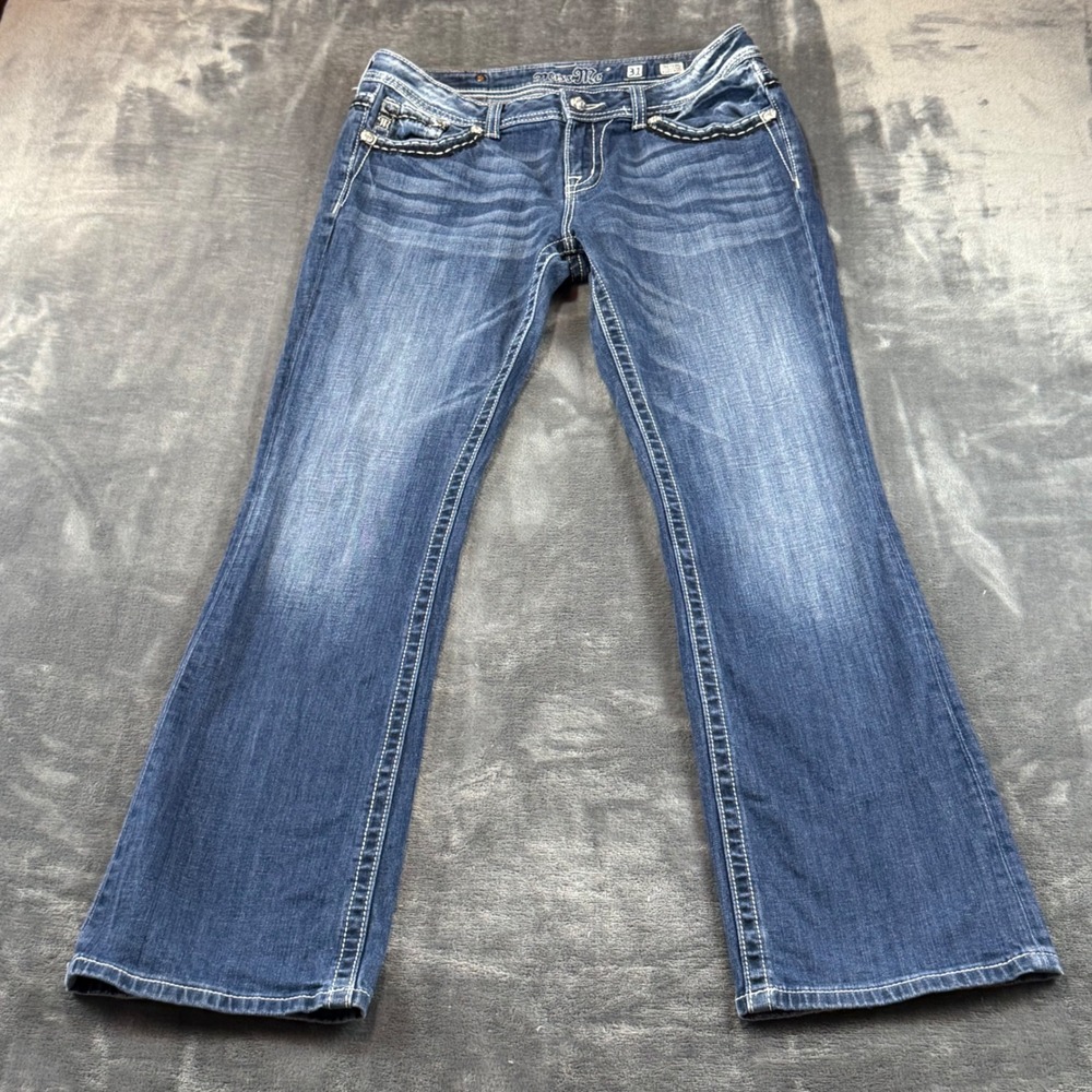 Miss Me Easy Boot JE5733EL Embellished Bootcut Jeans Blue Wash 31 x 33 Mid Rise